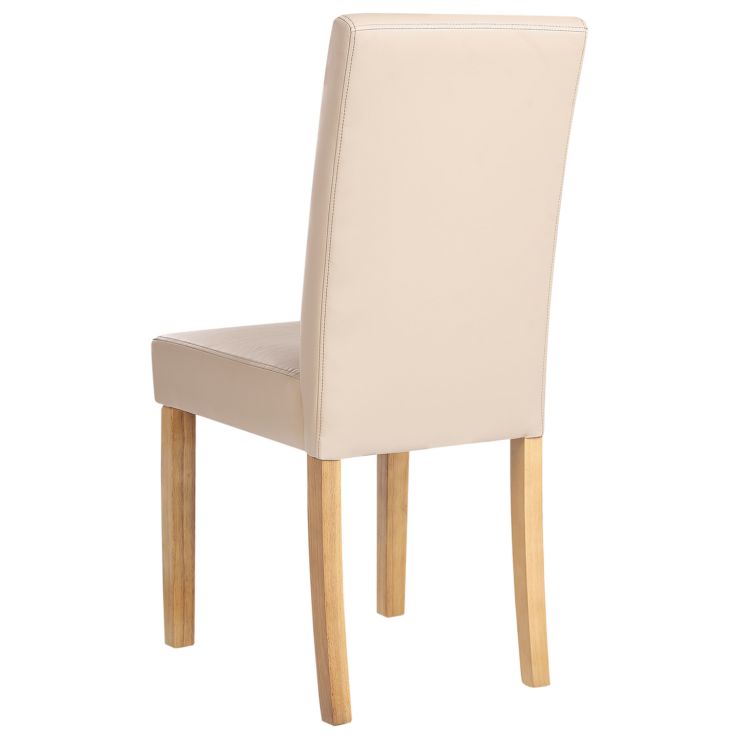 Set Of 2 Beige Faux Leather Dining Chairs With Wooden Legs