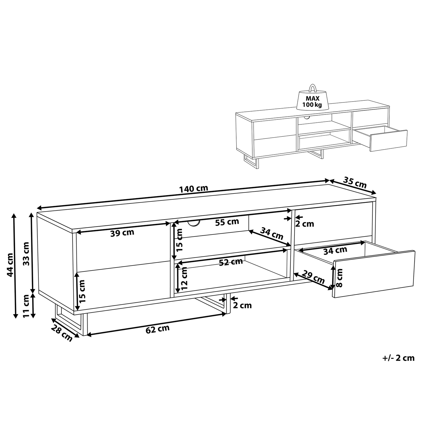 Home Dark Brown TwoTone TV Cabinet For 65 Inch TV With Storage