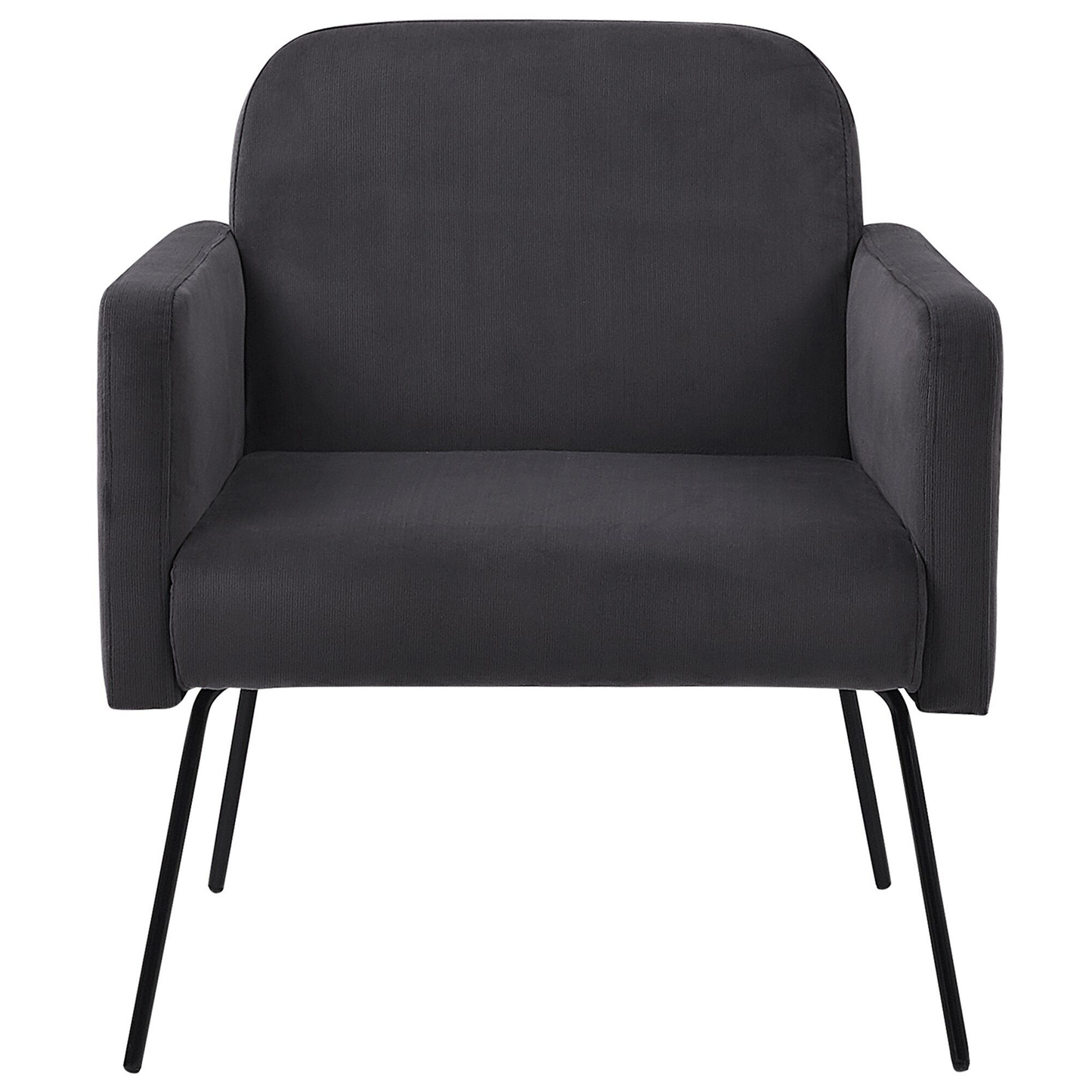 Armchair Grey Velvet Slender Black Metal Legs Retro