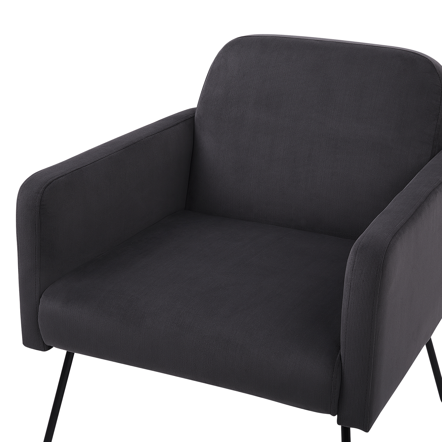 Armchair Grey Velvet Slender Black Metal Legs Retro