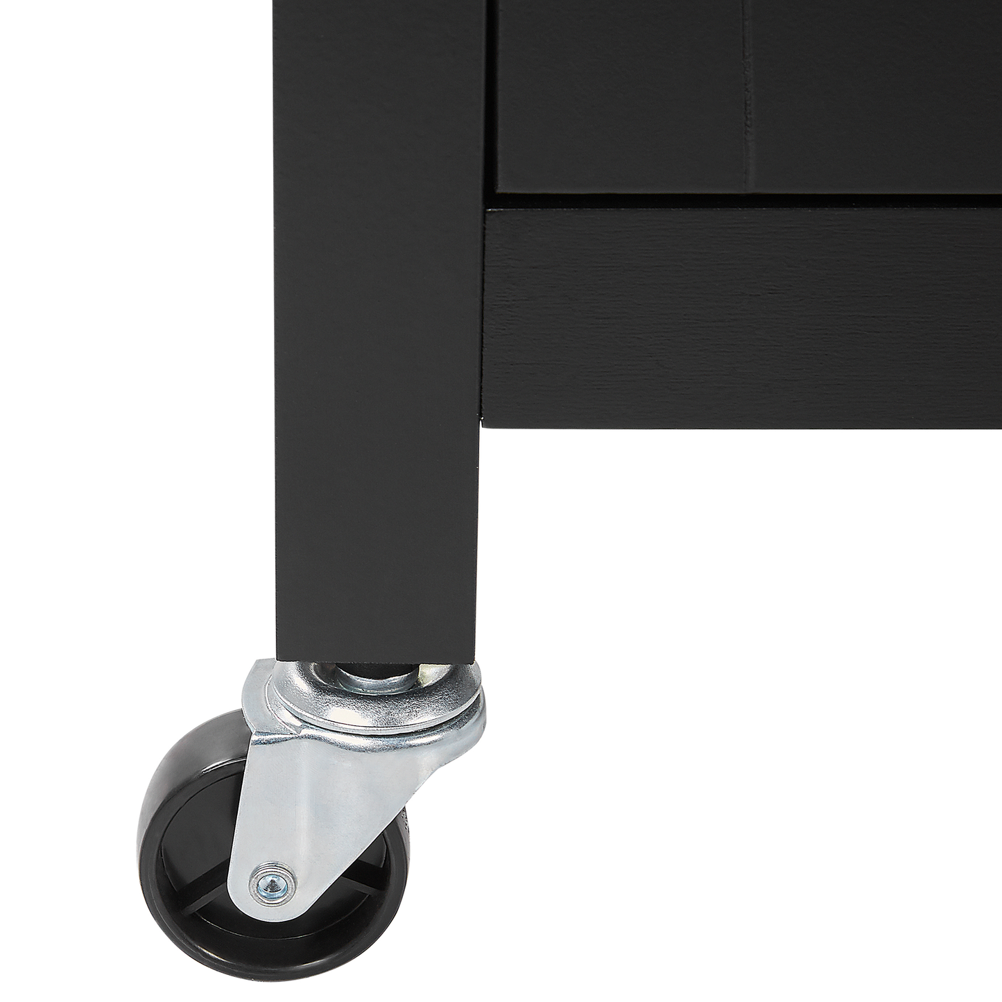 Essentials Kitchen Trolley Black Light Wood Top Drawer 60 x 48 x 91cm