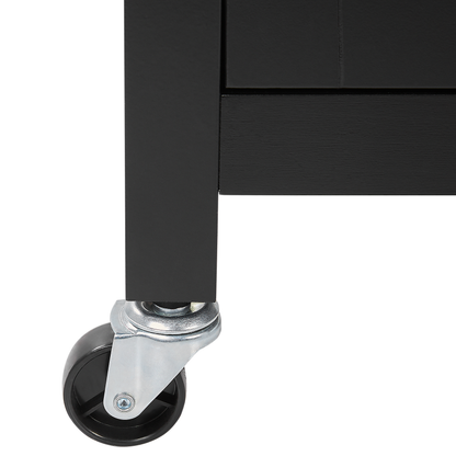 Essentials Kitchen Trolley Black Light Wood Top Drawer 60 x 48 x 91cm