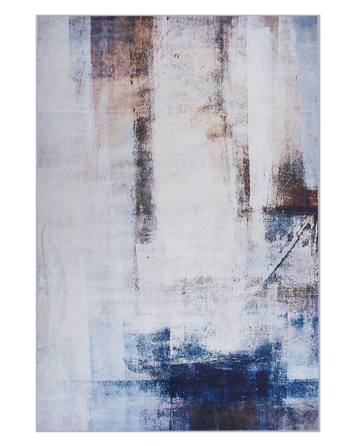 Rug Beige Multicolour 140 x 200cm 3D Print Low Pile Modern Abstract Art