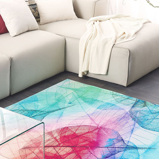 Multicolour Leaf Print Rug 160 x 230cm Low Pile Modern