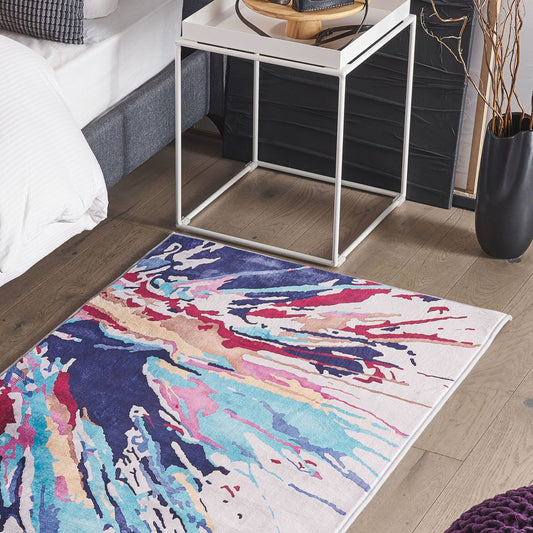 Studio Abstract Multicolour Rug 80 x 150cm Low Pile Modern Art Print Decorative