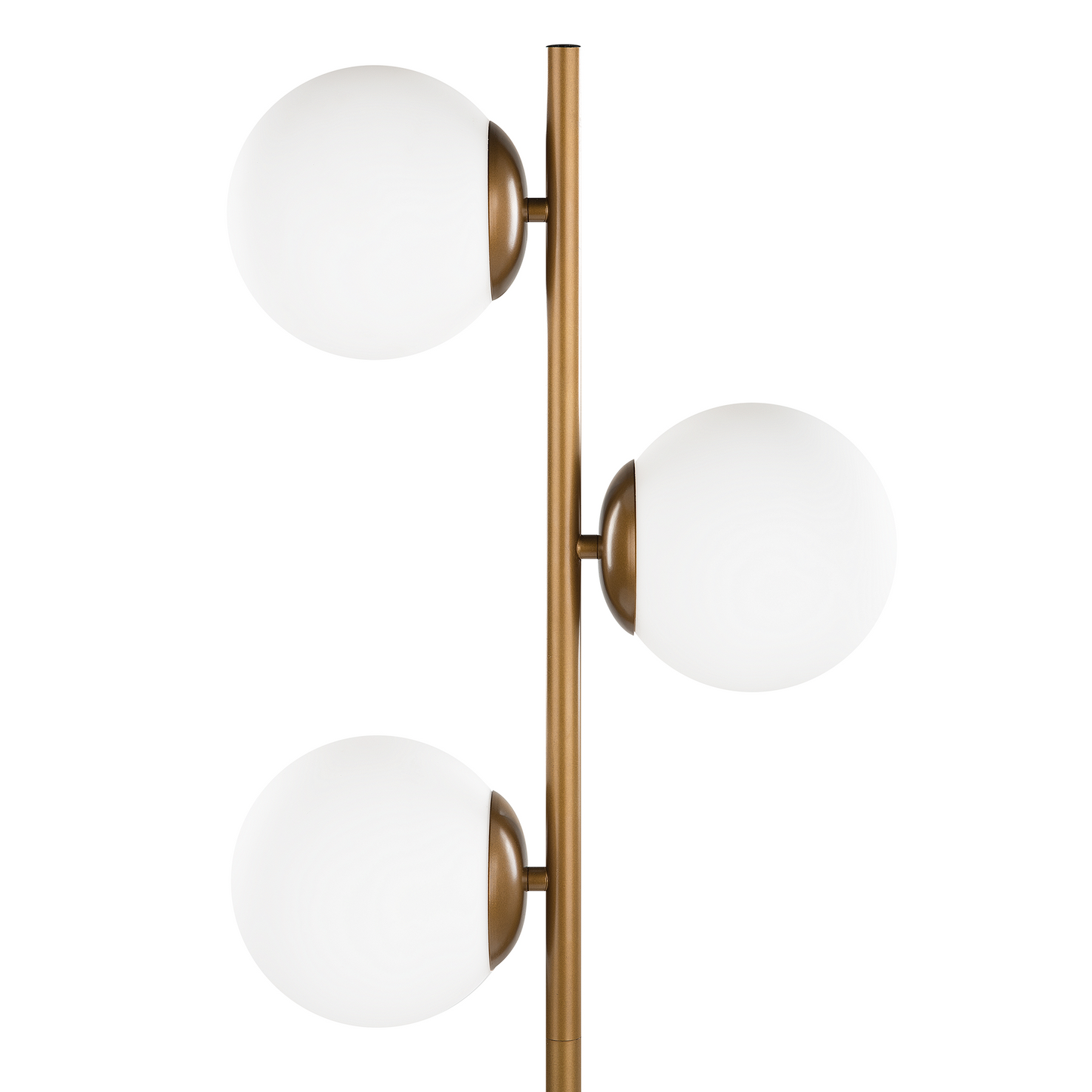 Floor Lamp Gold Metal With Three White Glass Shades