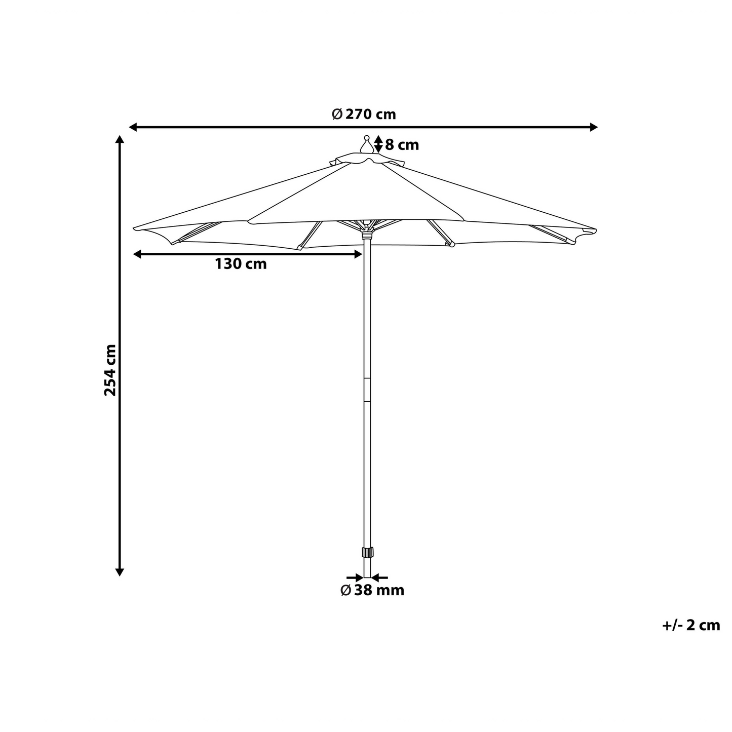 Garden Parasol Red 270cm Foldable Outdoor Modern