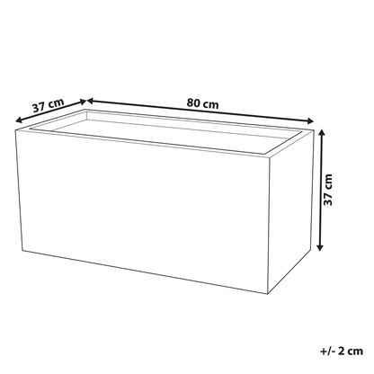 Plant Pot Black Fibre Clay 80 x 37 x 38cm Indoor Outdoor Planter