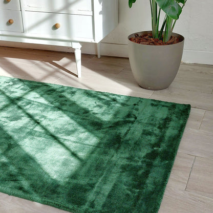 Area Rug Handwoven Green Viscose 80 x 150cm Tufted Modern