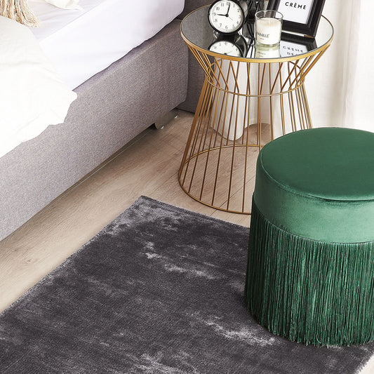 Area Rug Dark Grey Viscose Tufted Low Pile 80 x 150cm