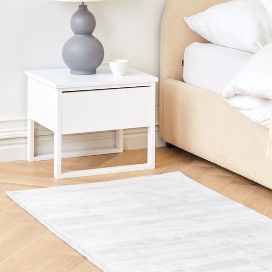 Area Rug Light Grey Viscose 80 x 150cm Hand Tufted Low Pile Modern Home Decor For Living Rooms