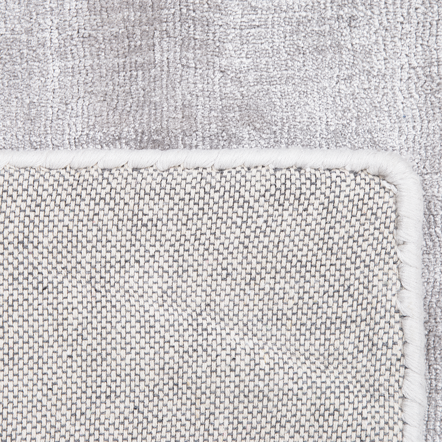 Area Rug Light Grey Viscose 80 x 150cm Hand Tufted Low Pile Modern Home Decor For Living Rooms