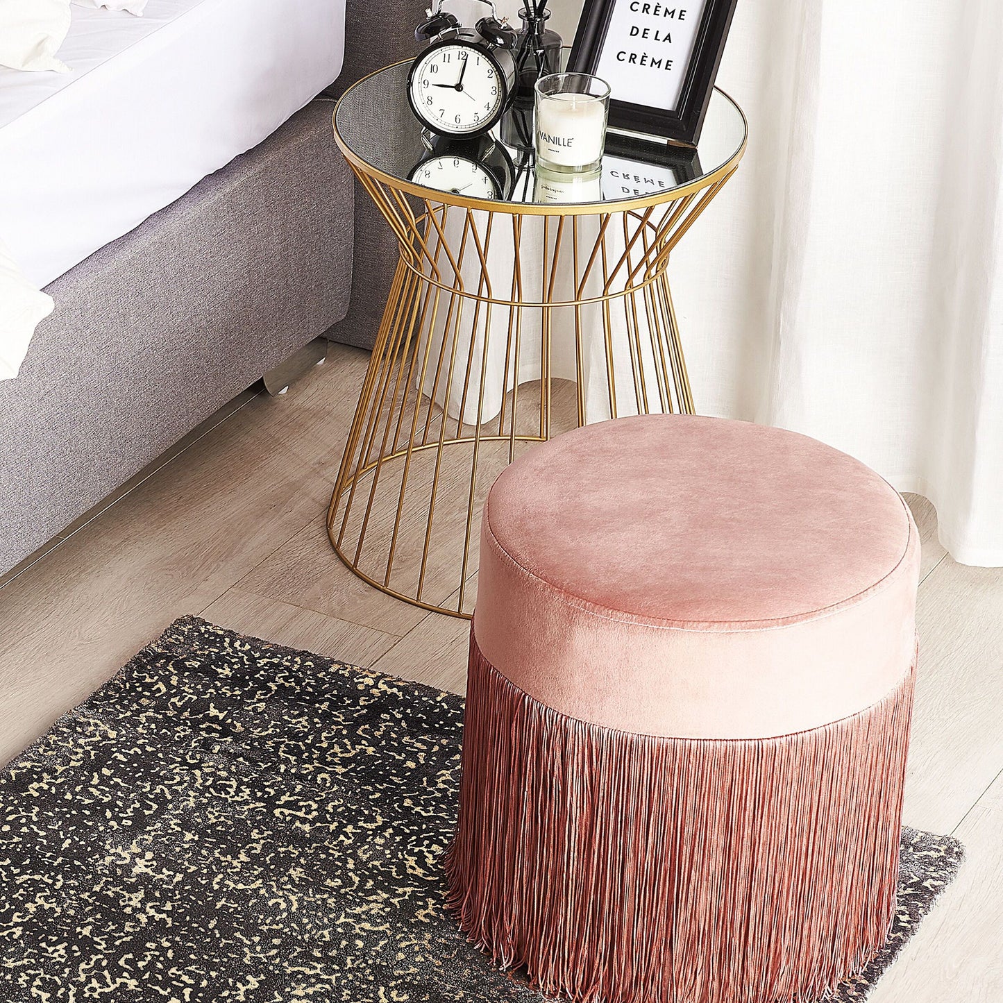 Aura Living Area Rug Grey and Gold Viscose 80 x 150cm