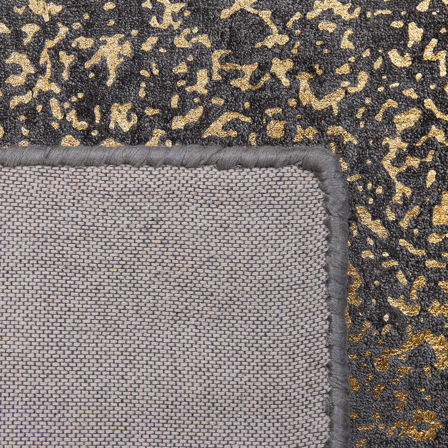 Aura Living Area Rug Grey and Gold Viscose 80 x 150cm