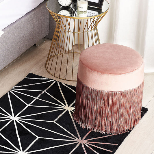 Black Silver Geometric Rug 80 x 150cm Hand Woven