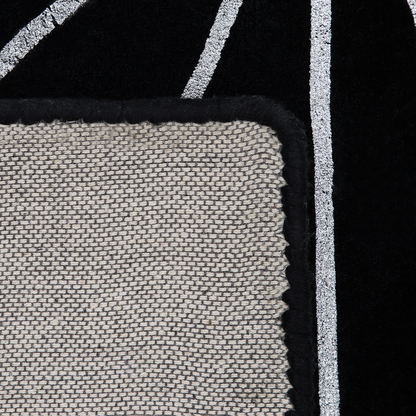 Black Silver Geometric Rug 80 x 150cm Hand Woven