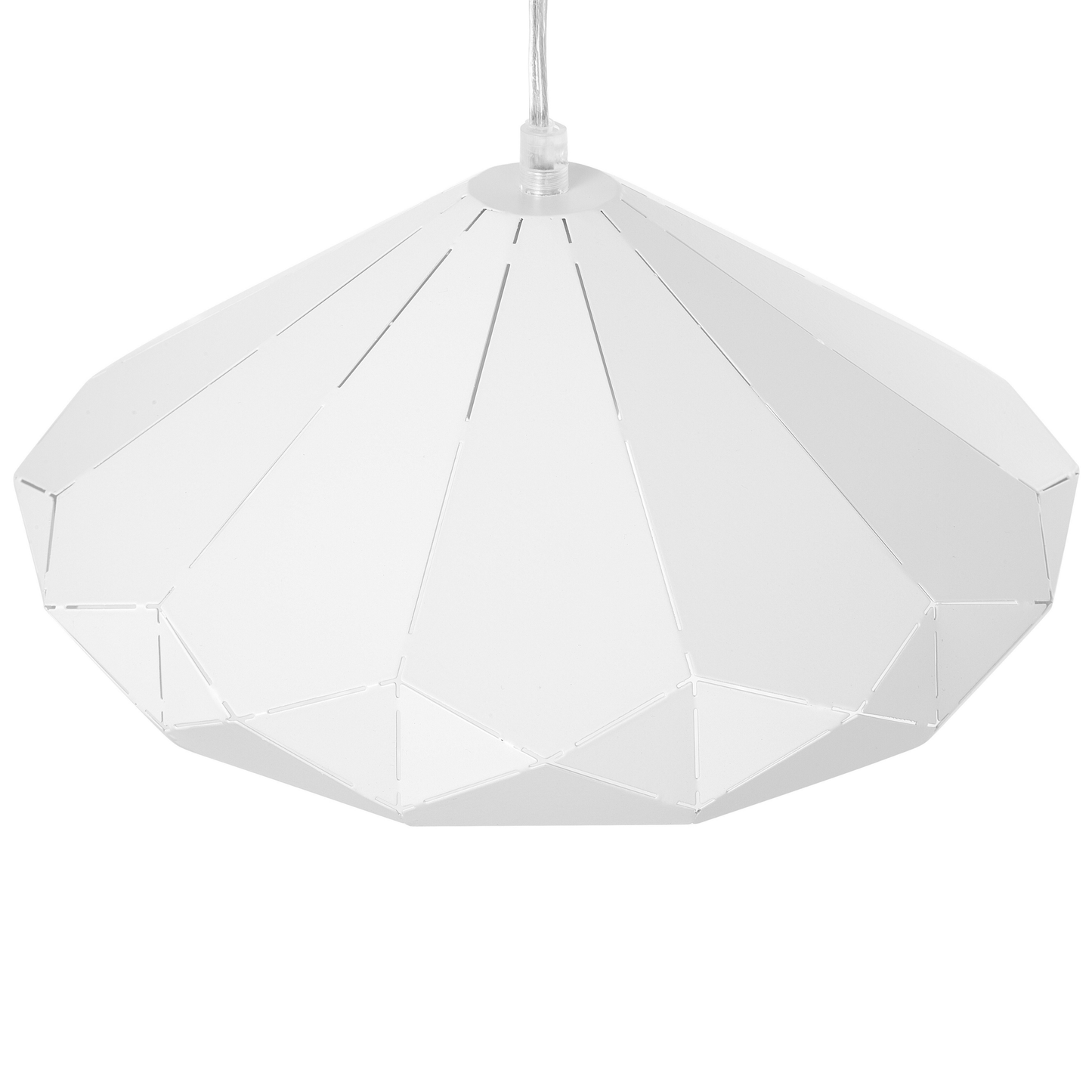 Ceiling Lamp White Metal 112cm Pendant Geometric Shade