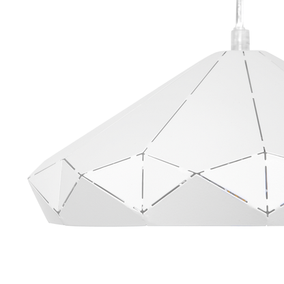 Ceiling Lamp White Metal 112cm Pendant Geometric Shade