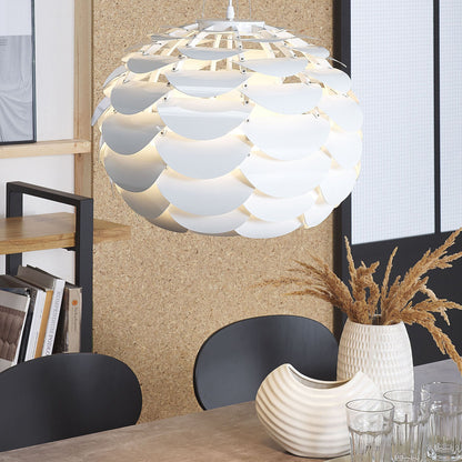 White Pine Cone Pendant Lamp With Petal Geometric Design