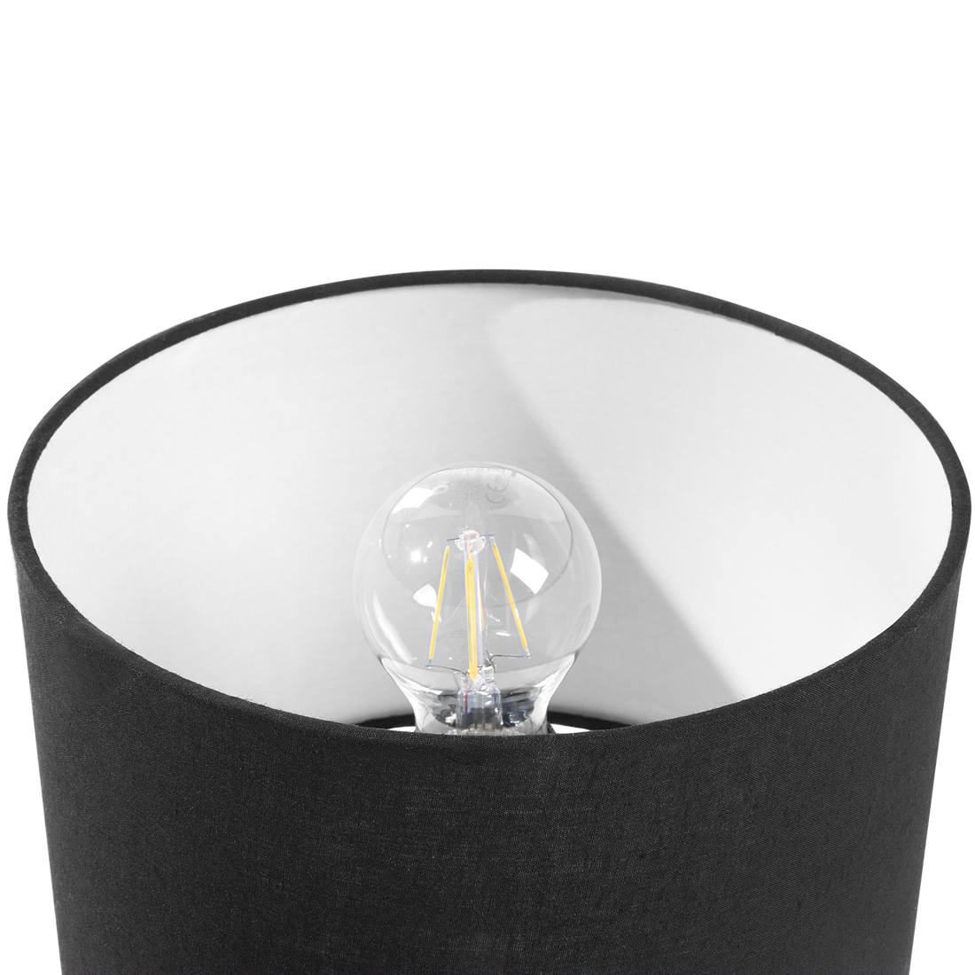 Premium Tripod Table Lamps Set Of 2 Black Metal With Wooden Base And Black Fabric Shade 40cm Modern