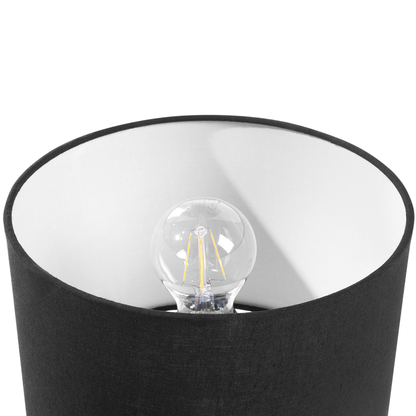 Premium Tripod Table Lamps Set Of 2 Black Metal With Wooden Base And Black Fabric Shade 40cm Modern