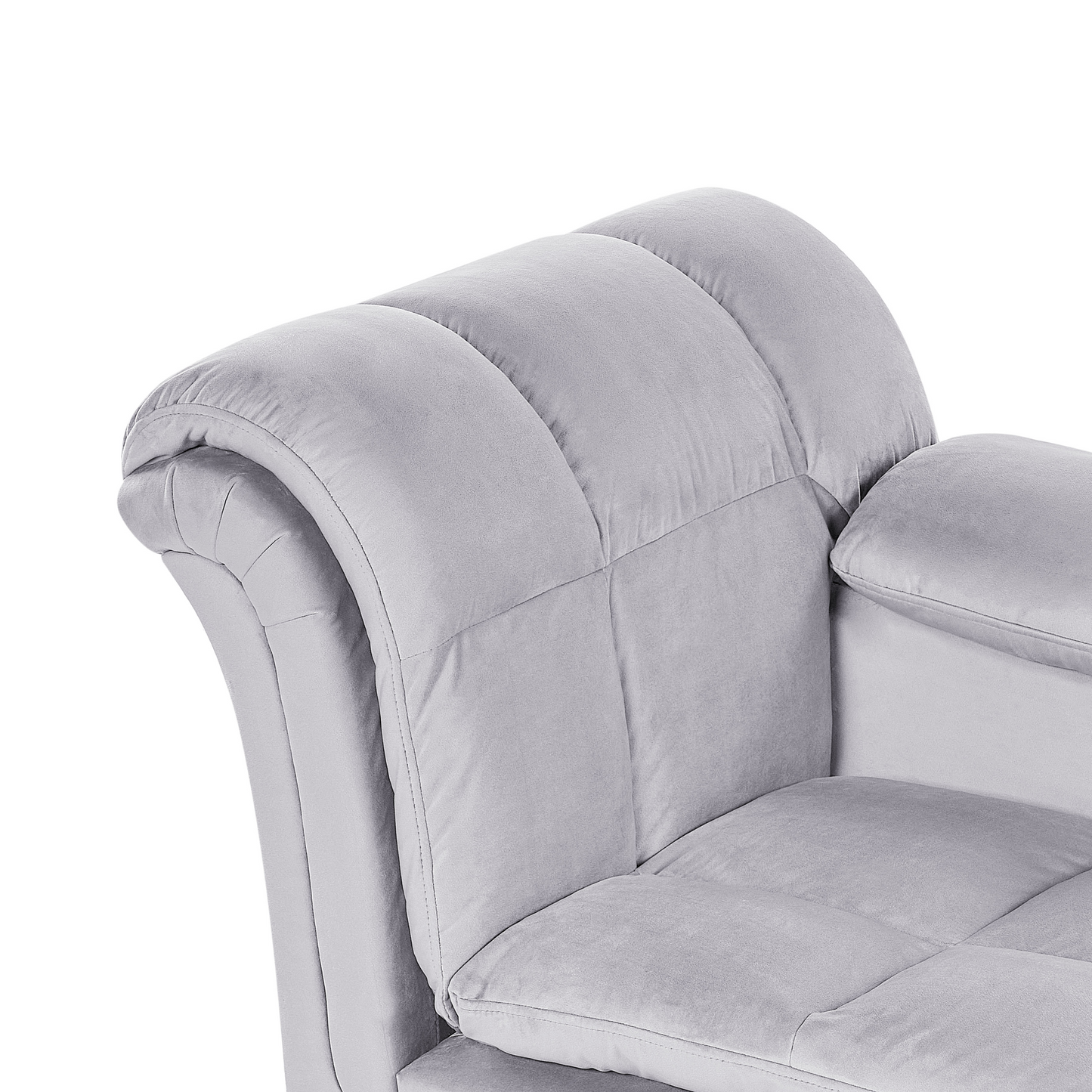 Left Hand Grey Velvet Chaise Lounge Black Legs Biscuit Padding