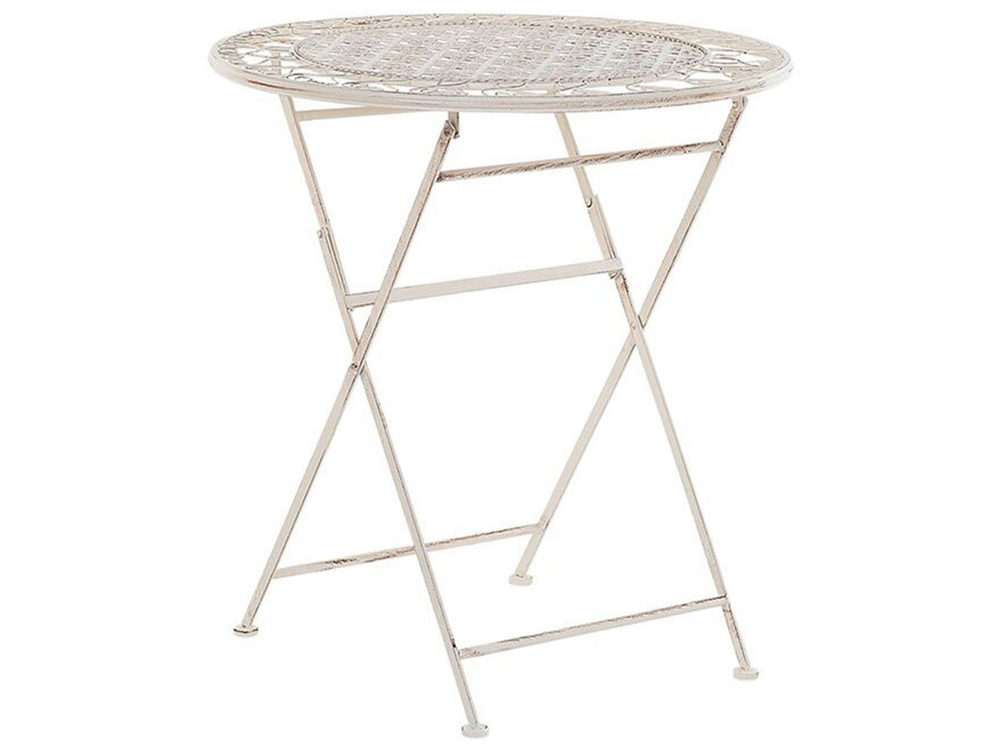Astra Living Garden Bistro Table Beige Metal Round Shabby Chic French