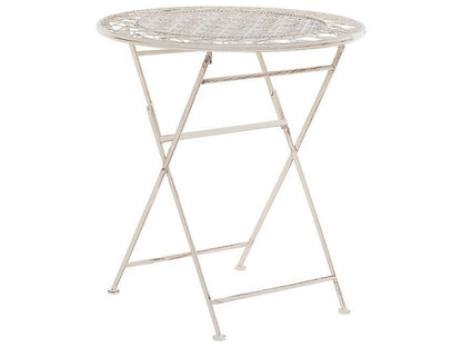 Astra Living Garden Bistro Table Beige Metal Round Shabby Chic French