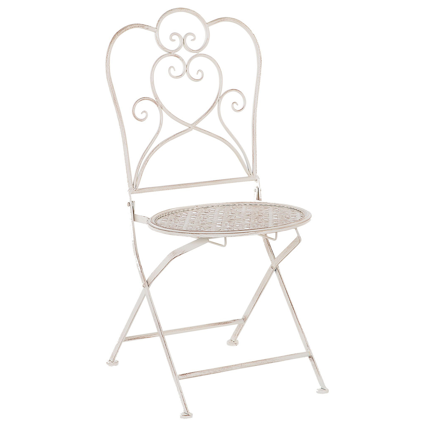 Set of 2 Garden Bistro Chairs Beige Metal Shabby Chic