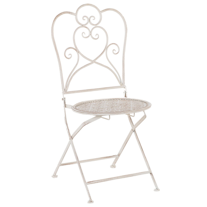 Set of 2 Garden Bistro Chairs Beige Metal Shabby Chic