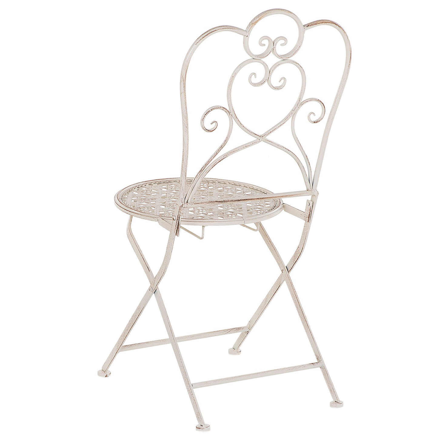 Set of 2 Garden Bistro Chairs Beige Metal Shabby Chic
