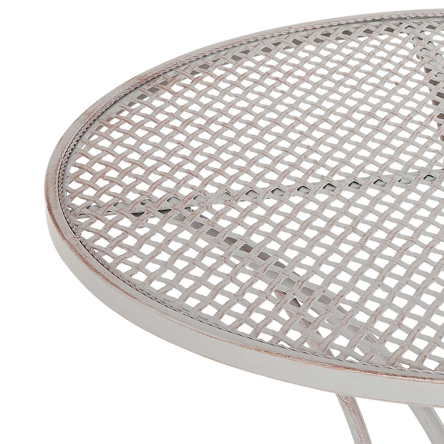 Bistro Garden Table Foldable Grey Metal Shabby Chic French