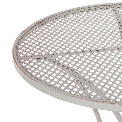 Bistro Garden Table Foldable Grey Metal Shabby Chic French