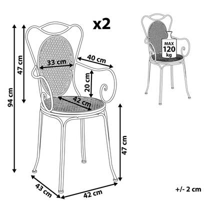 Bistro Garden Chairs Set Of 2 Grey Shabby Chic French