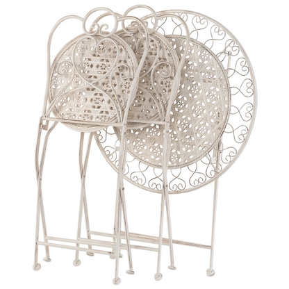 Set of 2 Garden Bistro Chairs Beige Metal Shabby Chic