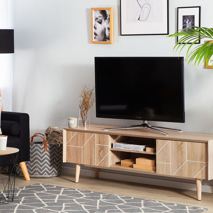 TV Stand Light Brown For 70 Inch TV With 2 Cabinets