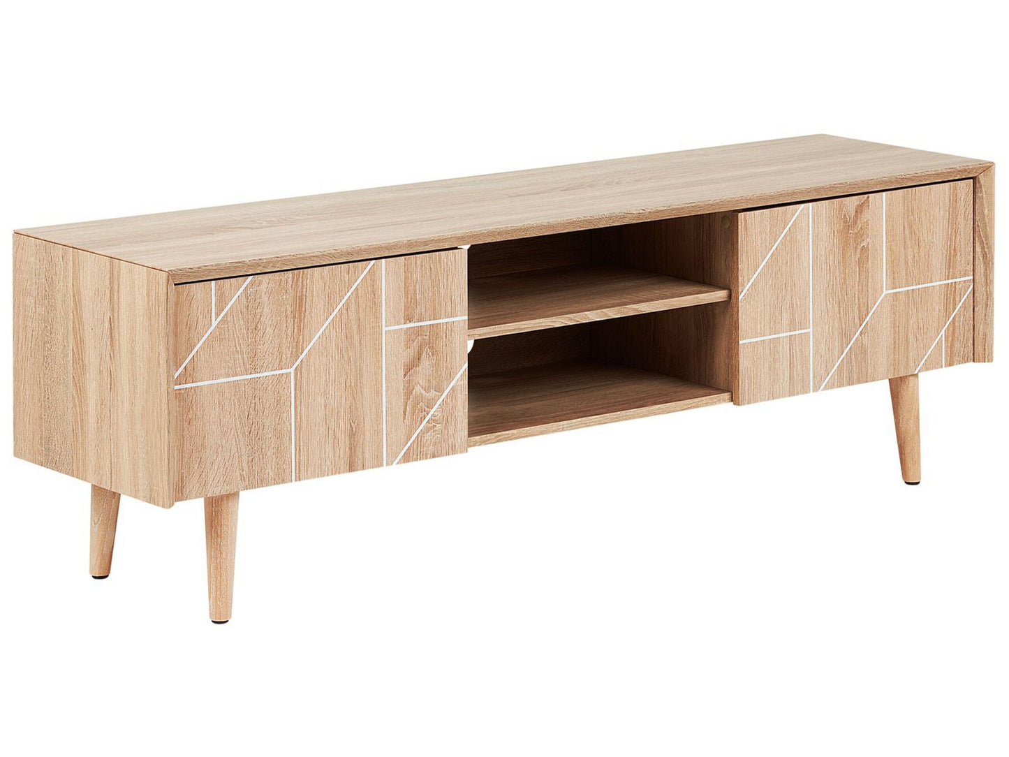 TV Stand Light Brown For 70 Inch TV With 2 Cabinets