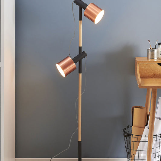 Floor Lamp Black Copper 125cm Adjustable Round Spotlights