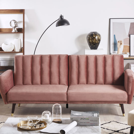 Velvetuxe Velvet Sofa Bed Pink Sleeper Convertible Glam