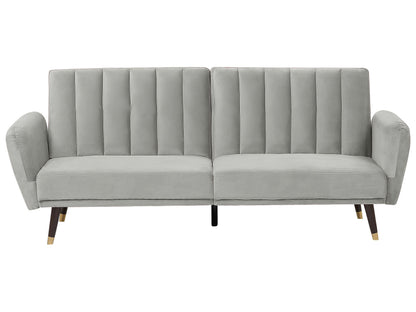 Sofa Bed Light Grey Sleeper Convertible With Velvet Upholstery Elegant Glam Modern