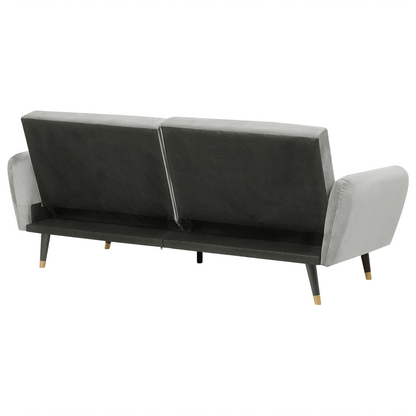 Sofa Bed Light Grey Sleeper Convertible With Velvet Upholstery Elegant Glam Modern