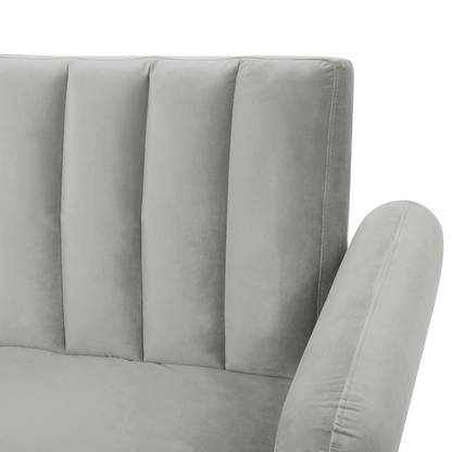 Sofa Bed Light Grey Sleeper Convertible With Velvet Upholstery Elegant Glam Modern