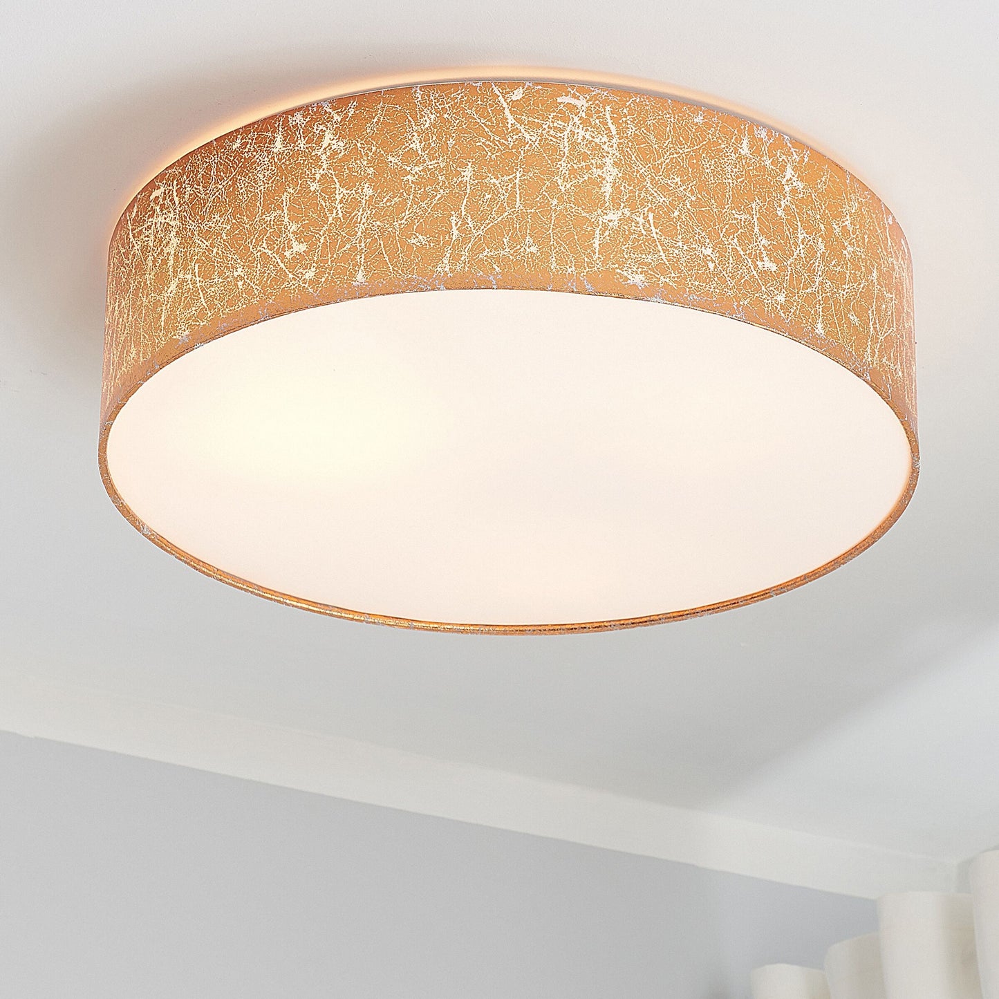 Flush Lamp Silver Polycotton 45cm Boho