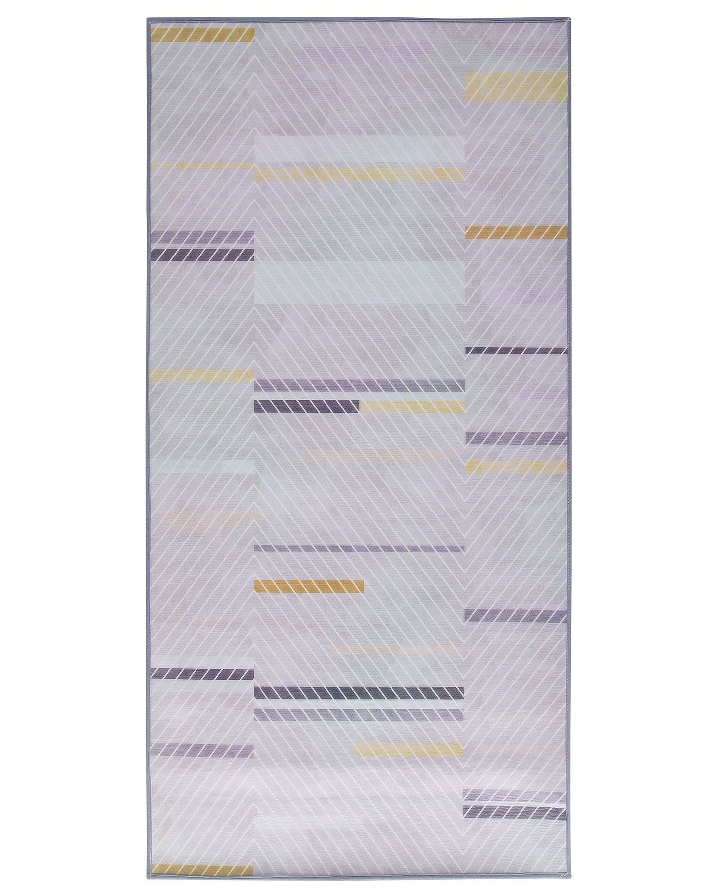 Grey Polyester Rug 80 X 150cm Low Pile Modern Abstract Pattern With Yellow Accents