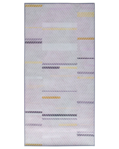 Grey Polyester Rug 80 X 150cm Low Pile Modern Abstract Pattern With Yellow Accents