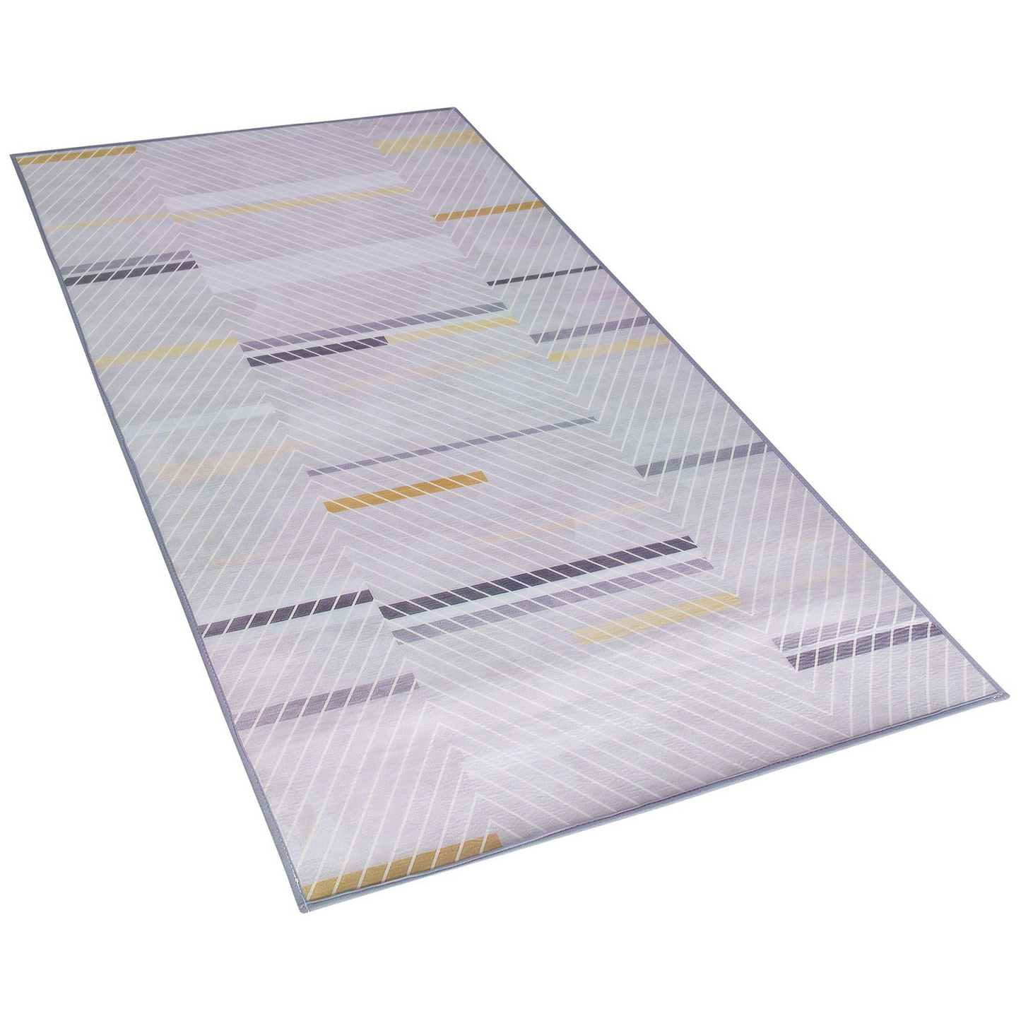 Grey Polyester Rug 80 X 150cm Low Pile Modern Abstract Pattern With Yellow Accents
