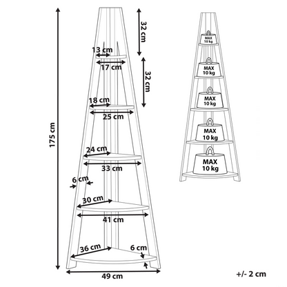 4 Tier Ladder Bookcase Dark Brown White Corner Shelf