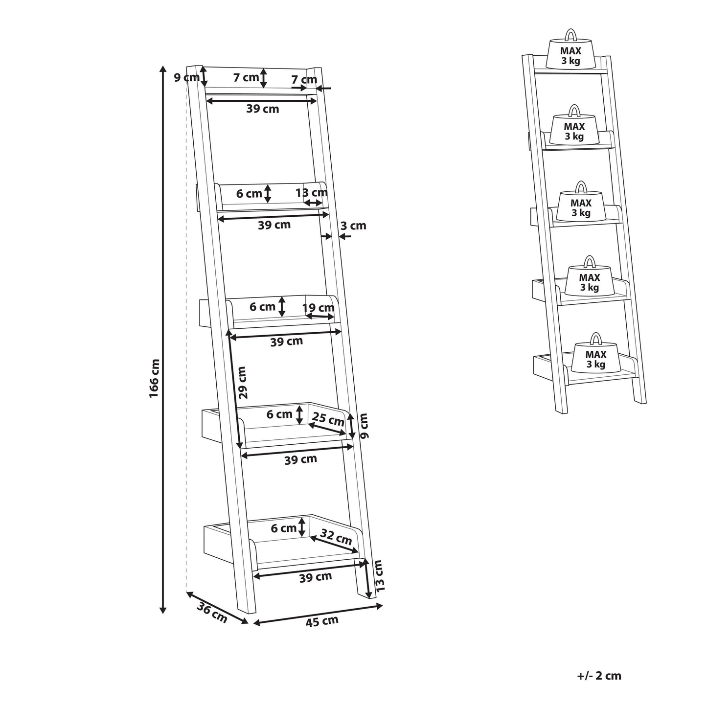 4 Tier Ladder Bookcase Dark Wood With White Shelf Display Modern Home Office