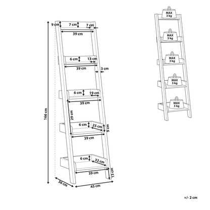 4-Tier Ladder Bookcase Grey Bookshelf