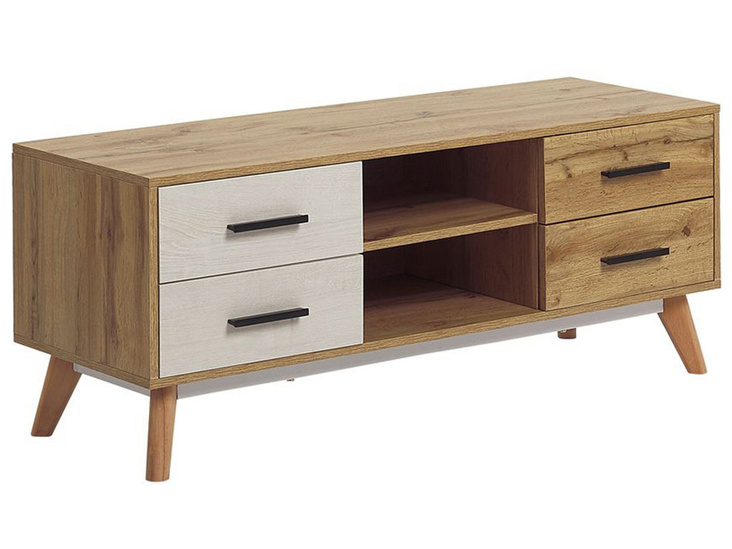 Rustic TV Stand Light Brown White 55in TV With 4 Drawers